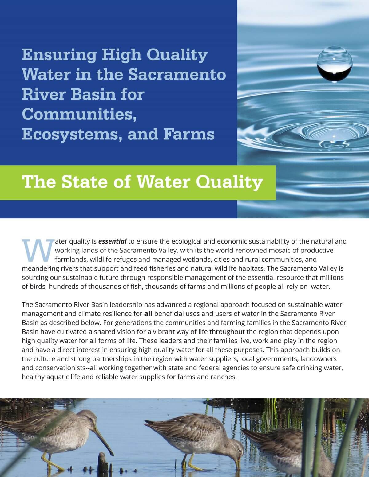 Improving and Maintaining Water Quality Northern California Water Association